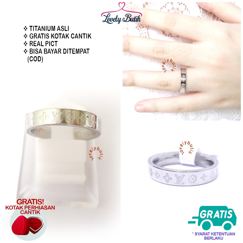 Lovelybutik Cincin Wanita 3fi Cincin Titanium Anti Karat BONUS KOTAK PERHIASAN