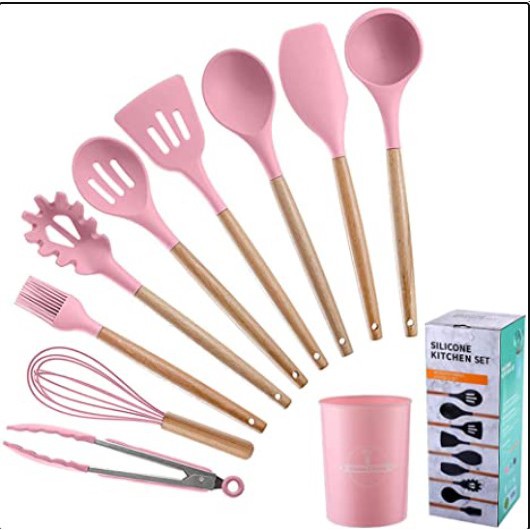 Spatula Set  Peralatan Dapur Kitchen Set 10 in 1 Silicone Utensil Kitchen Silicone