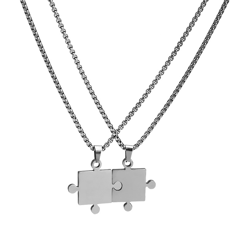 Jigsaw Necklace Accessories Titanium Steel Trend Hip Hop Chain Pendant