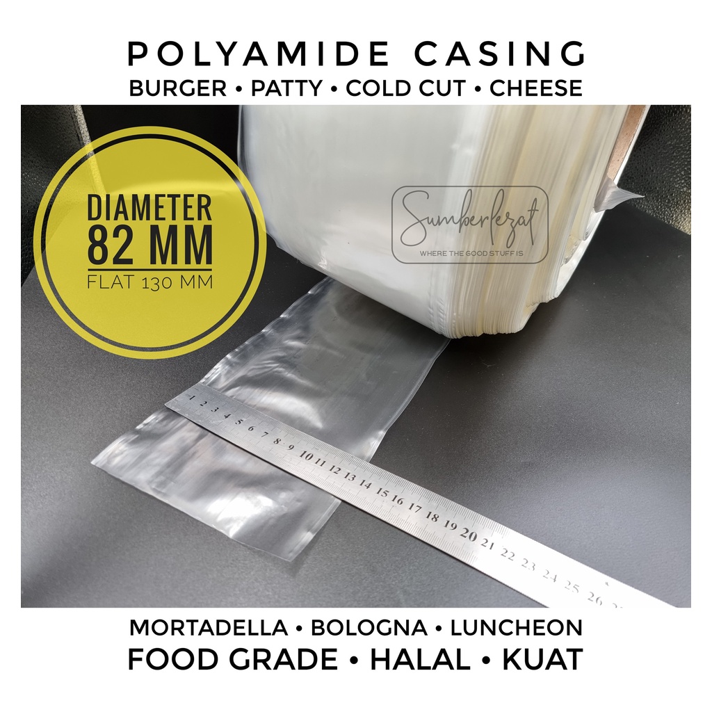 82 mm - Casing Selongsong Sosis Burger Patty Cold Cut Bologna Plastik Polyamide Food Grade - 2 Meter