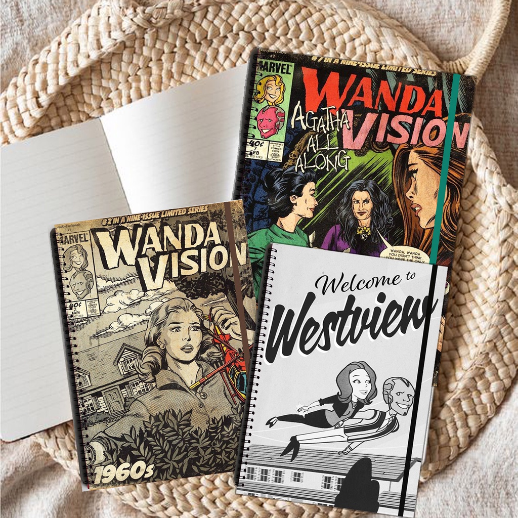 

WANDA VISION Vintage Marvel Aesthetic Ruled Grid Dotted Notebook Diary Journal Bujo School Buku Tulis