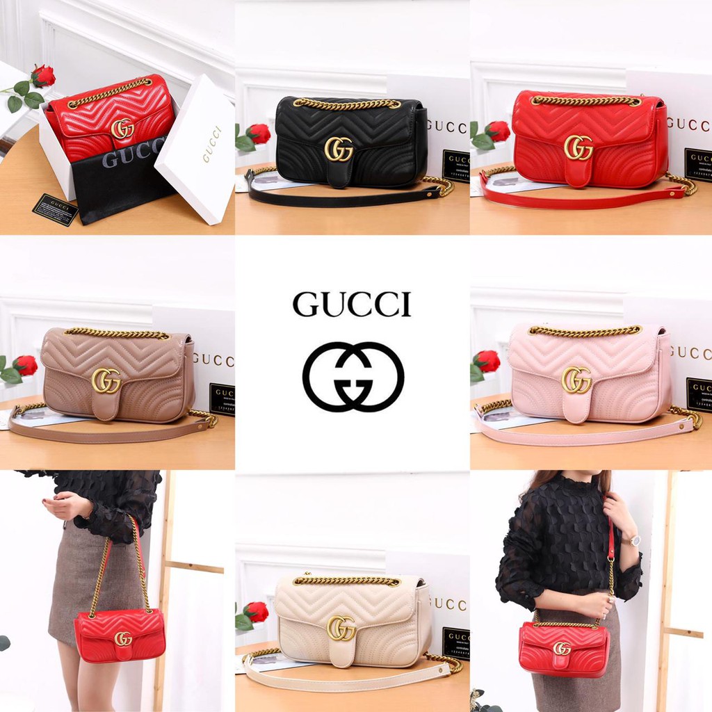 Gucci Marmont Shoulder Bag 443497#VIC with Box Gold Hardware
