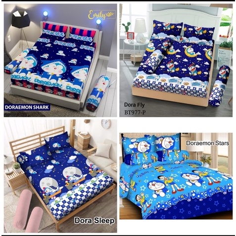 Sprei karakter doraemon uk 120 x 200 &amp; 180 x 200