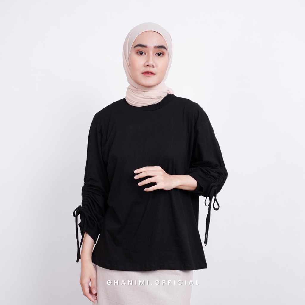 Ghanimi - Berly Blouse / Blus Katun Combed Polos tangan serut wudhu friendly / blus daily murah / blus korean style simple