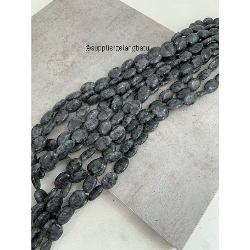 Batu labrador abu kilap 18 x 12mm aksesoris gelang kalung labradorite