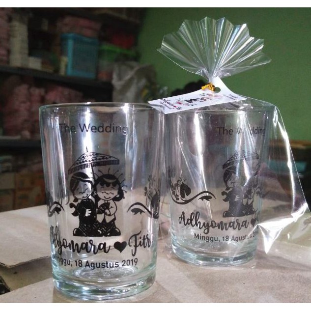Souvenir Gelas Sloki UT05 Bening Kemas Plastik
