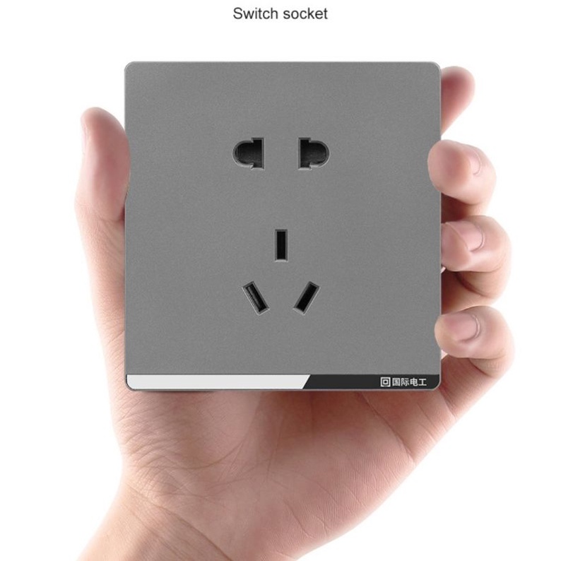 saklar lampu internasional 86 grey 1 way socket dinding