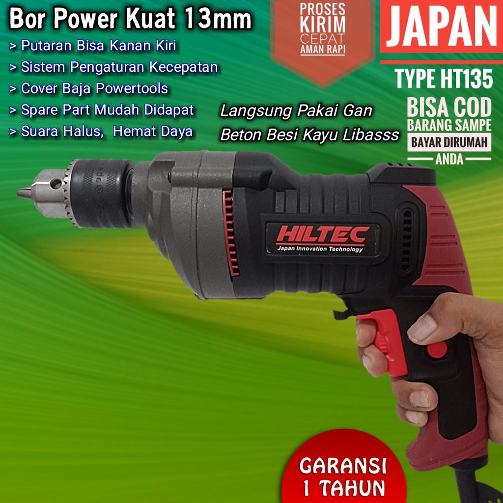 Promo Mesin Bor Listrik Hiltec Ht135 Impact Drill 13mm Terkuat Beton Tembok Kayu Besi Setara Makita