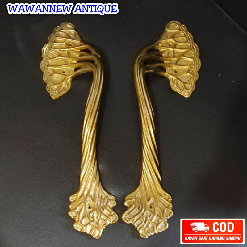 Handle / Tarikan Pintu Rumah Pagar Kuningan Antik Murah Motif Akar 41cm