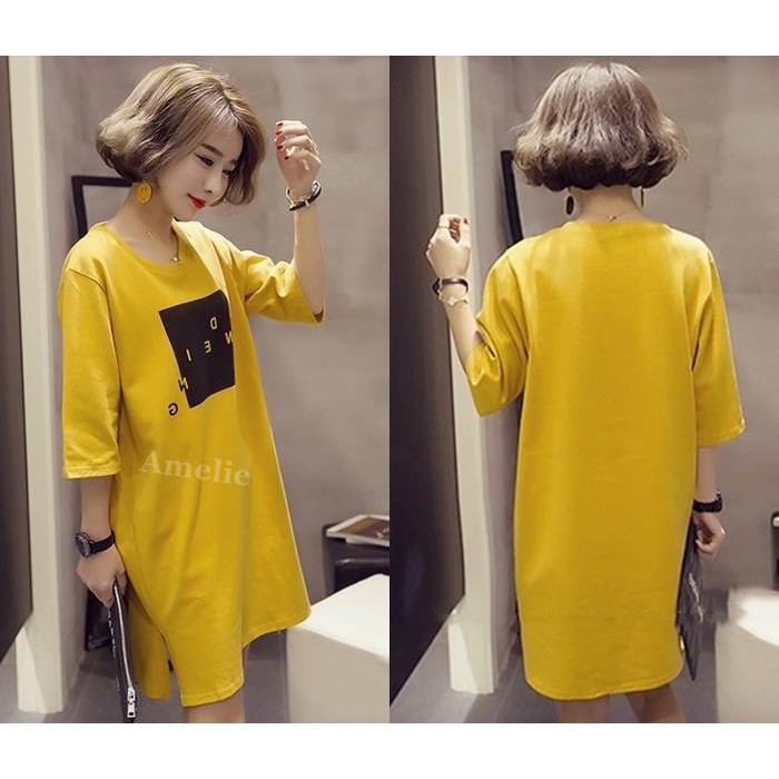 [baju wanita korea] Baju Mini Dress Casual Wanita Korea Import  White Yellow Putih
