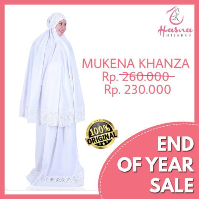 [BISA COD] HASNAHIJABKU - MUKENA DEWASA KHANZA PUTIH MUKENA ADEM MUKENA UMROH MUKENA BORDIR POLOS