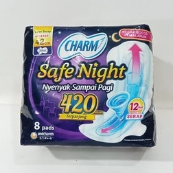 CHARM safe Night ( 42CM ISI 8 pads wing ) GATHERS pembalut wanita (no.40)