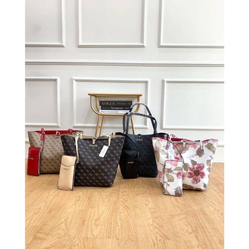 Tas Guess gs tote bunga bag | guess flower large