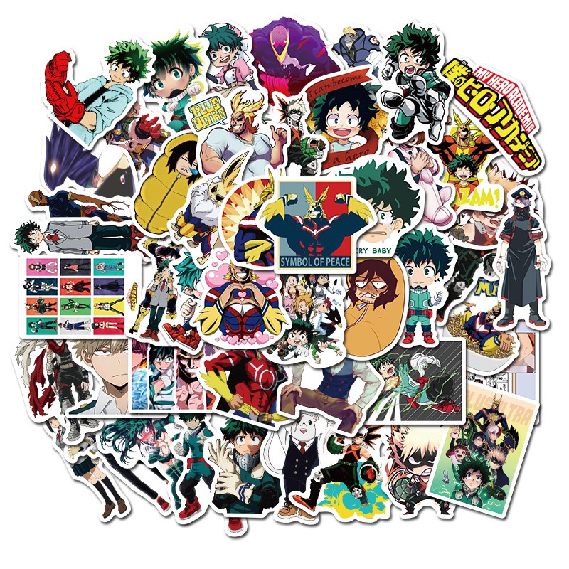 50Pcs/pack Japanese Anime My Hero Academia Sticker for Fans DIY Luggage Laptop Skateboard Bottle Motorcycle Bicycle Stickers