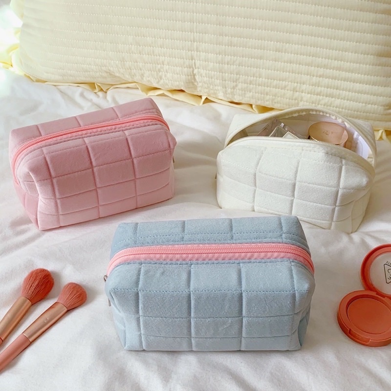 KENSHO Kotak Pensil Sleting Velvet Aesthetic Warna Pastel Import Korea / Pencil Case / Tempat Alat Tulis