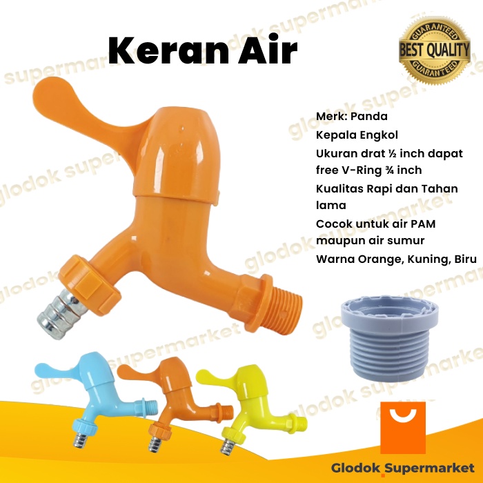 Keran Air Panda ½” Kran Tembok Taman Bak Mandi Engkol ½ inch PVC Plastik