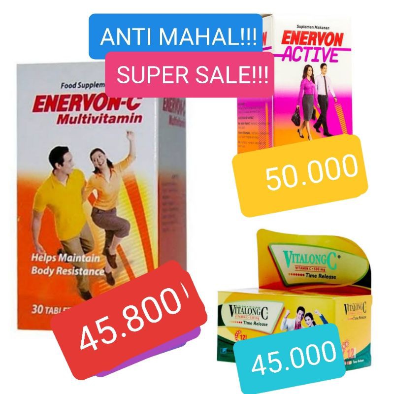 [KIRIM HARI INI] Enervon-C & Enervon Active & Vitalong C (botol isi 30