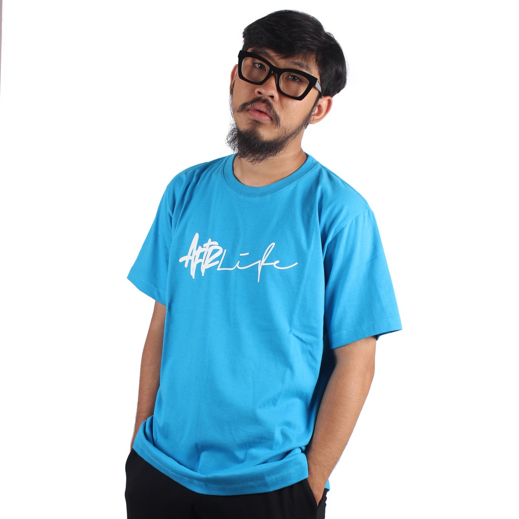 AFTERLIFE - Tshirt Unterschrift Turquoise Blue | 21047D