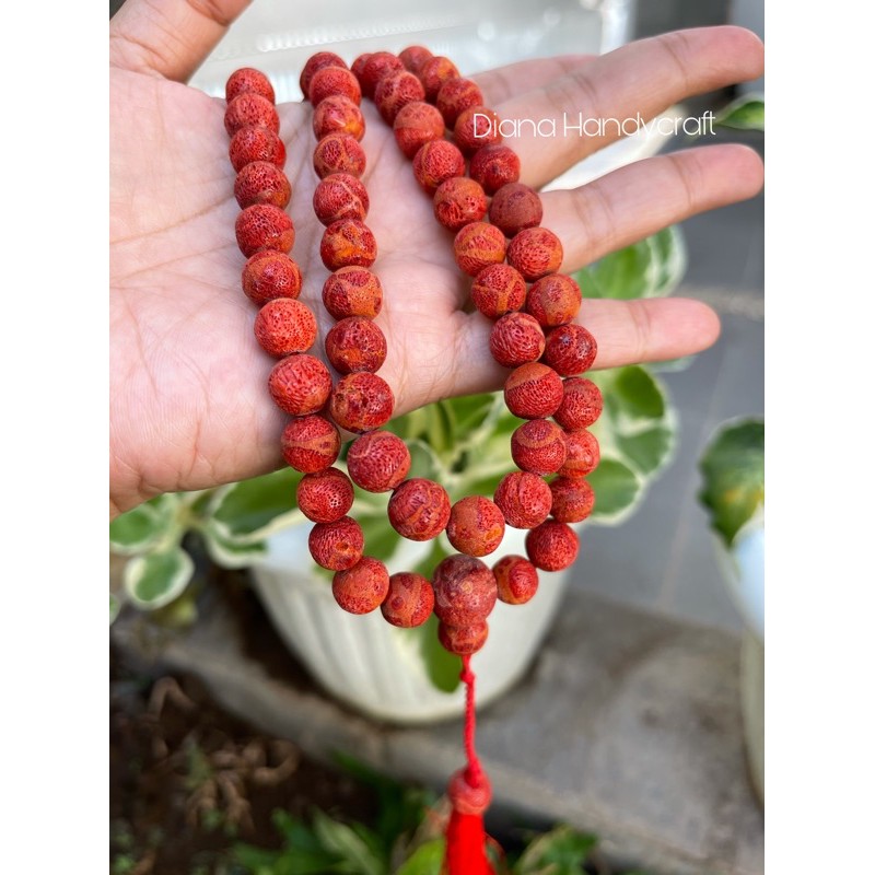 TASBIH BATU MARJAN MERAH/RED CORAL NATURAL