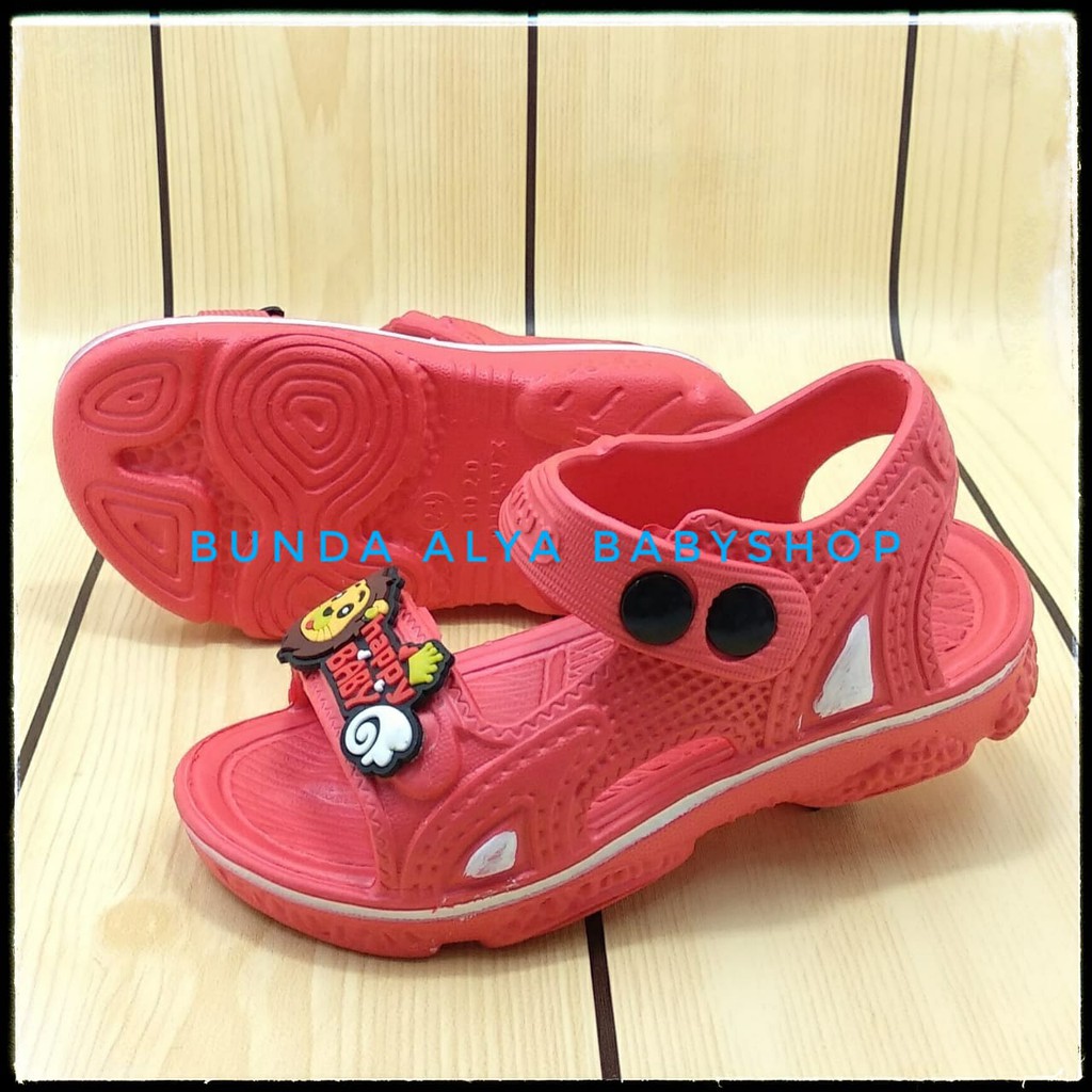 Sendal Anak Laki Laki Karet Usia 3 4 5 Tahun MERAH Elastis - Sepatu Sandal Anak Cowok Karet Animal Lion Anti Licin Size 24 - 29
