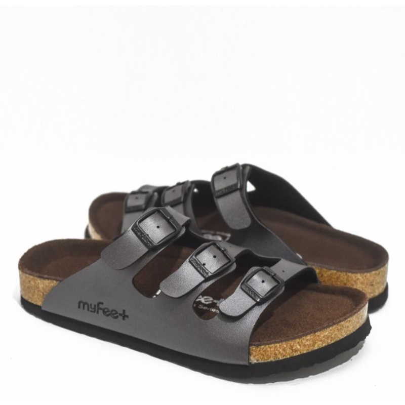 Preloved Sandal MyFeet F3 Metalic Warna M-Grey Sandal Kesehatan