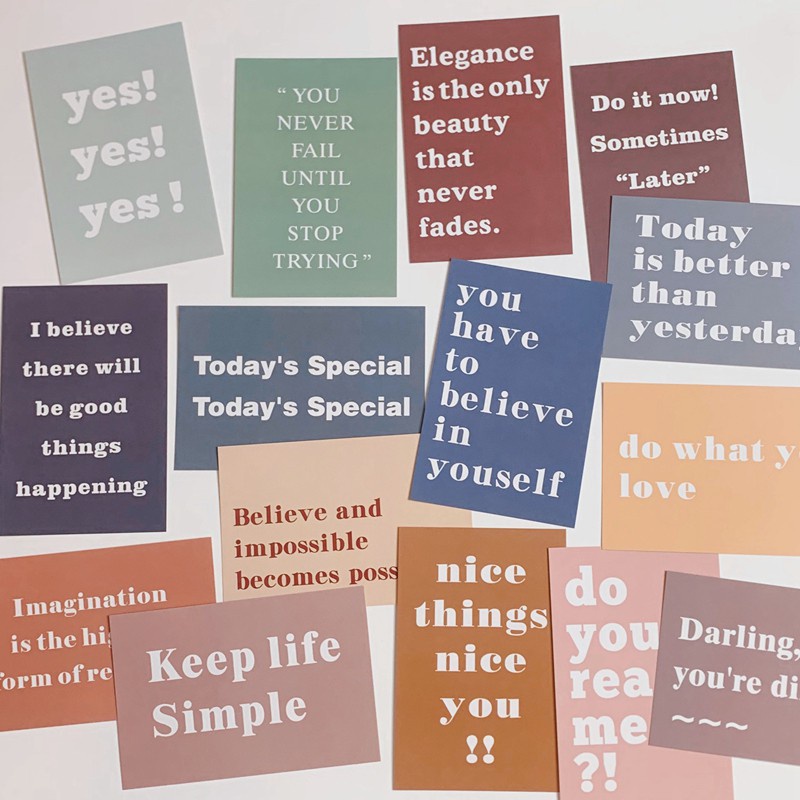 15 Pcs/Set IG Text Inspirational Decorative Card