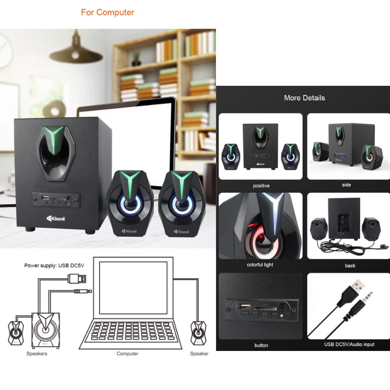 Gaming Speaker Aktif Bluetooth Subwoofer Aktif Support BT, USB, TF Card &amp; Radio With Remote Control -  TM-6100U