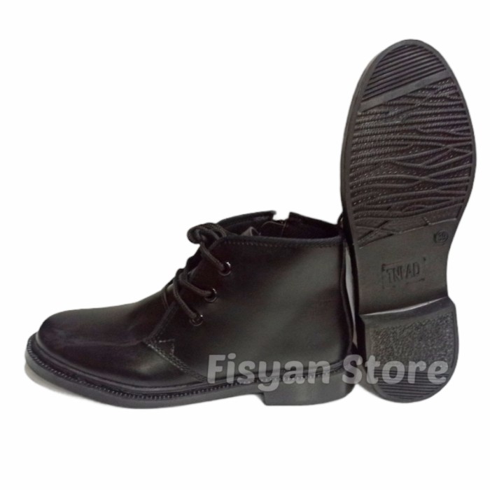 Sepatu PDH Tali dan Sleting Hitam Doff