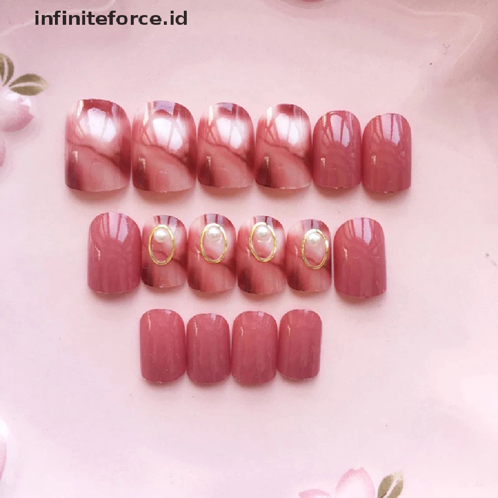 (infiniteforce.id) 24pcs / Set Kuku Palsu Warna Pink Matte Untuk Nail Art / Manicure