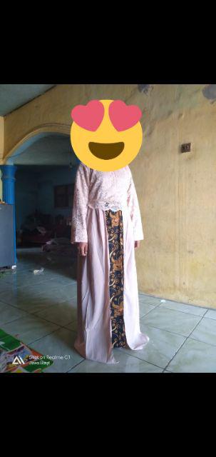 Batik Gamis Brukat Nadine Kekinian Broklat Brokat Modern Seragam Kantor Pesta Kondangan