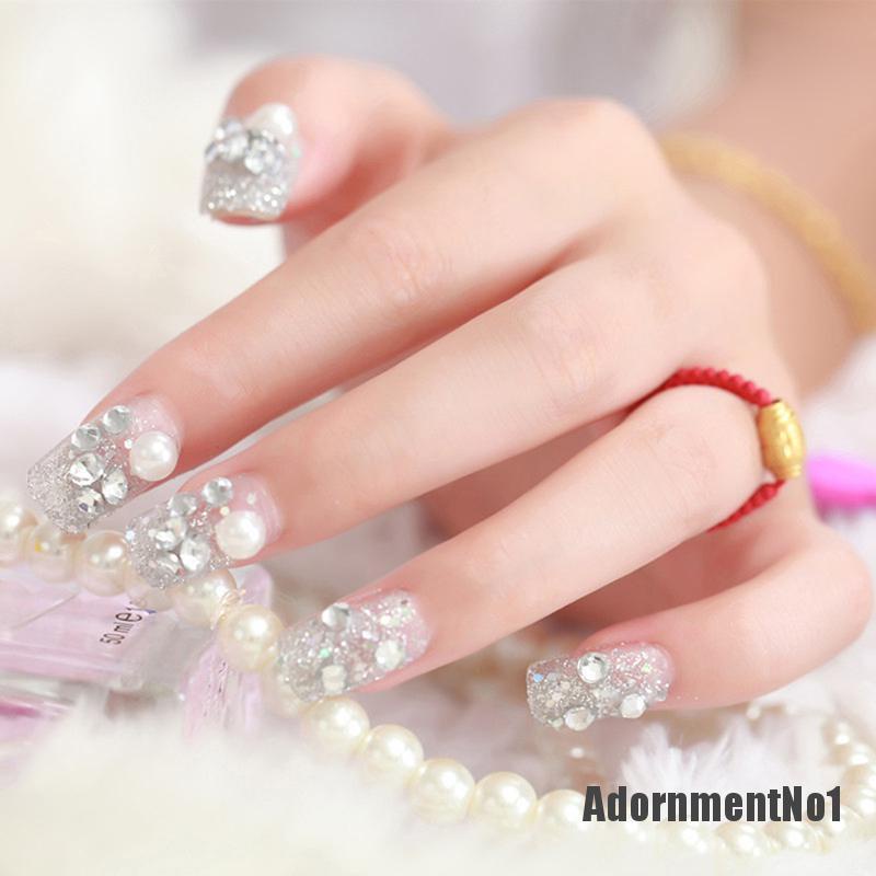 (Adornmentno1) 24pcs / Set Kuku Palsu Akrilik Full Cover Untuk Manicure / Nail Art