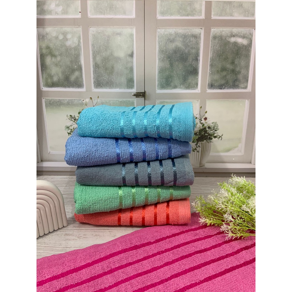 RC Handuk Mandi Dewasa David Salur Import  Ukuran Tanggung 50x100 cm Bahan Bamboo Cotton