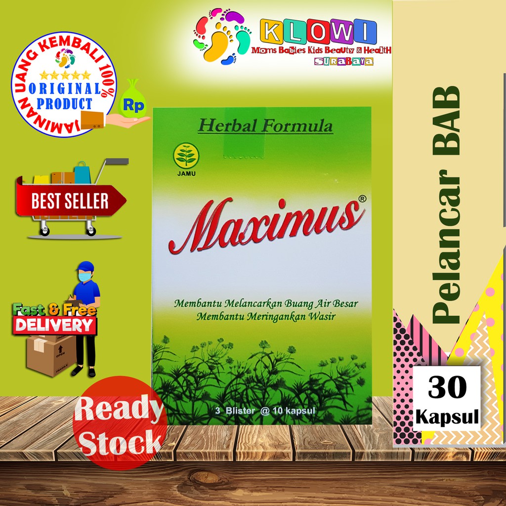 Maximus Kapsul Herbal Pelangsing,Pelancar Buang Air Besar - Box 3 Blister @ 10 Kapsul