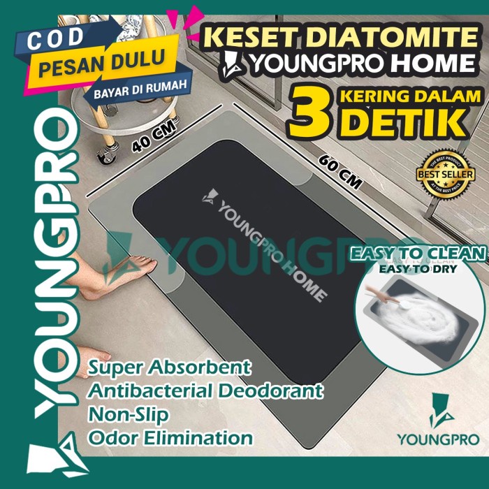 YOUNGPRO Keset Viral  Kamar Mandi Diatomite Serap Air Anti Slip