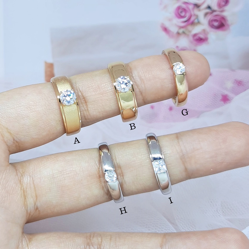 Cincin Kawin Pria Xuping Asli Model Polos Ukir Cowok Batu Solitaire Emas Pasir - BR563