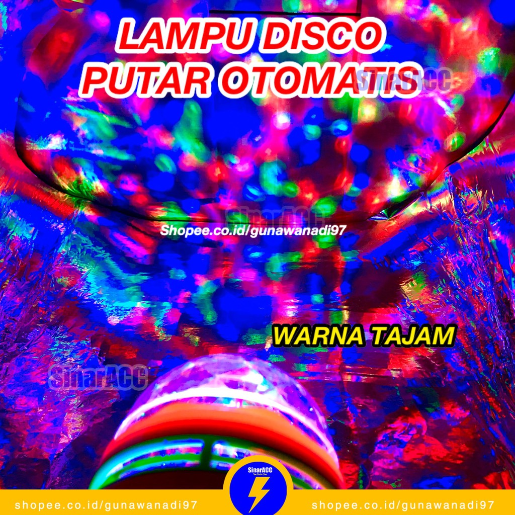 Lampu disco putar otomatis 17an agustusan color lampu disko warna warni rotating light lamp procyon