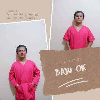 Taviamedika Baju  OK kerah V  warna Pink Fanta ukuran  S 