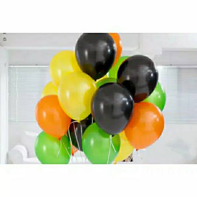 Balon Latex Metalik 12 Inch isi 30 pcs Mix { Orange / Hijau Muda / Hitam / Kuning } / GROSIR BALON