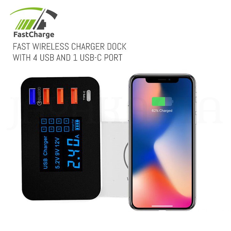 Wireless Charger Fast Charging 5 USB Station Quick Charge 3.0 Type C Dock Charging