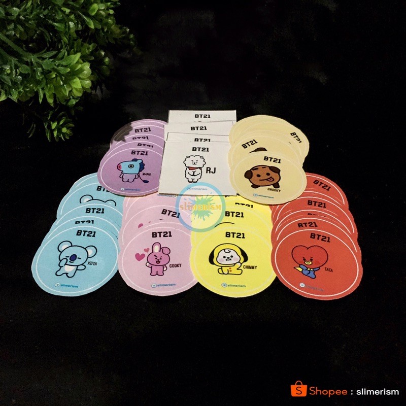 

SR Sticker BT21 isi 7 Pcs Bulat Karakter Murah