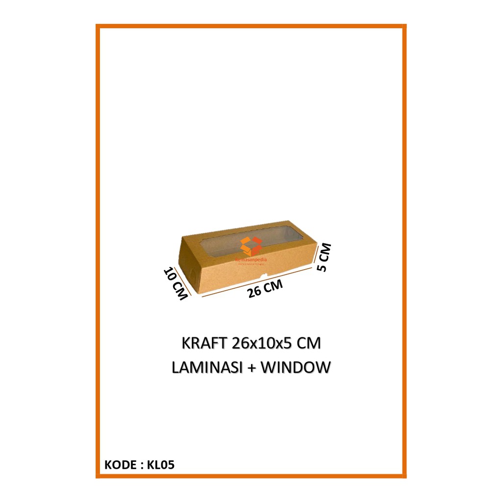 

Kotak Kraft Laminasi 26x10x5 Cm - Bok Dos Panjang Kemas Kemasan Packing Packaging Bronis Bolu Donut