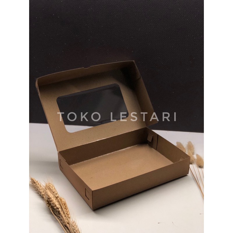 Box Kraft Coklat LAMINASI JENDELA Untuk Kotak Packing Donat Kue Roti Snack 27x18.5x5 cm