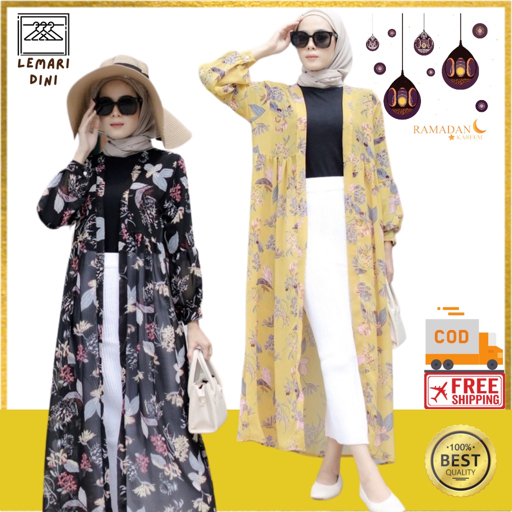 Long Cardigan Motif Bunga Cardigan Panjang Wanita Korean Style (COD)