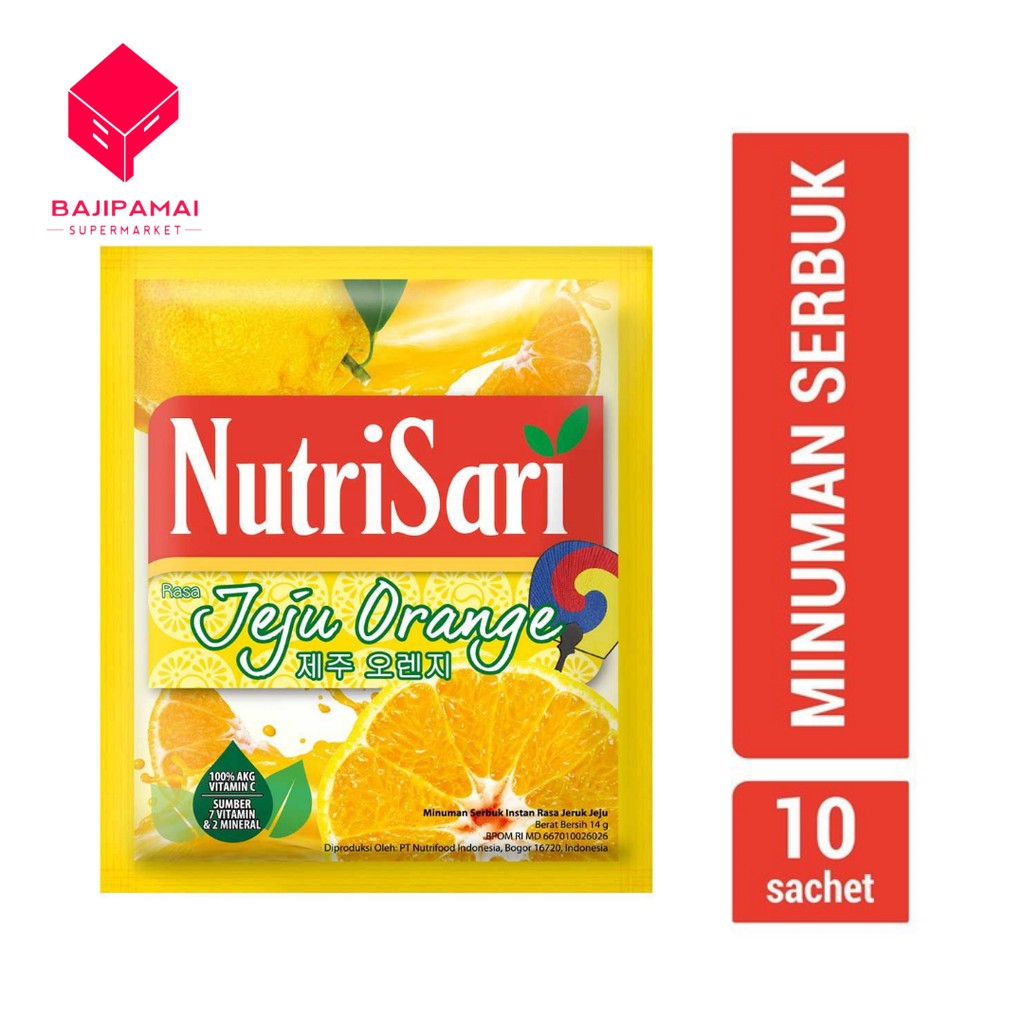 

NUTRISARI RASA JEJU ORANGE ISI 10 SACHET @ 14 GR