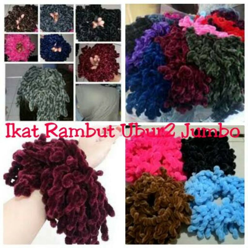 Ikat Rambut Scrunchie Kunciran Ubur-Ubur Ukuran JUMBO 100 JUNTAI /  Cendol / Cepolan Hijab