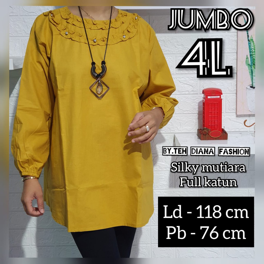 Baju Wanita Jumbo - Blouse Wanita Jumbo - Atasan Wanita Jumbo Silky Mutiara Ld 118-2