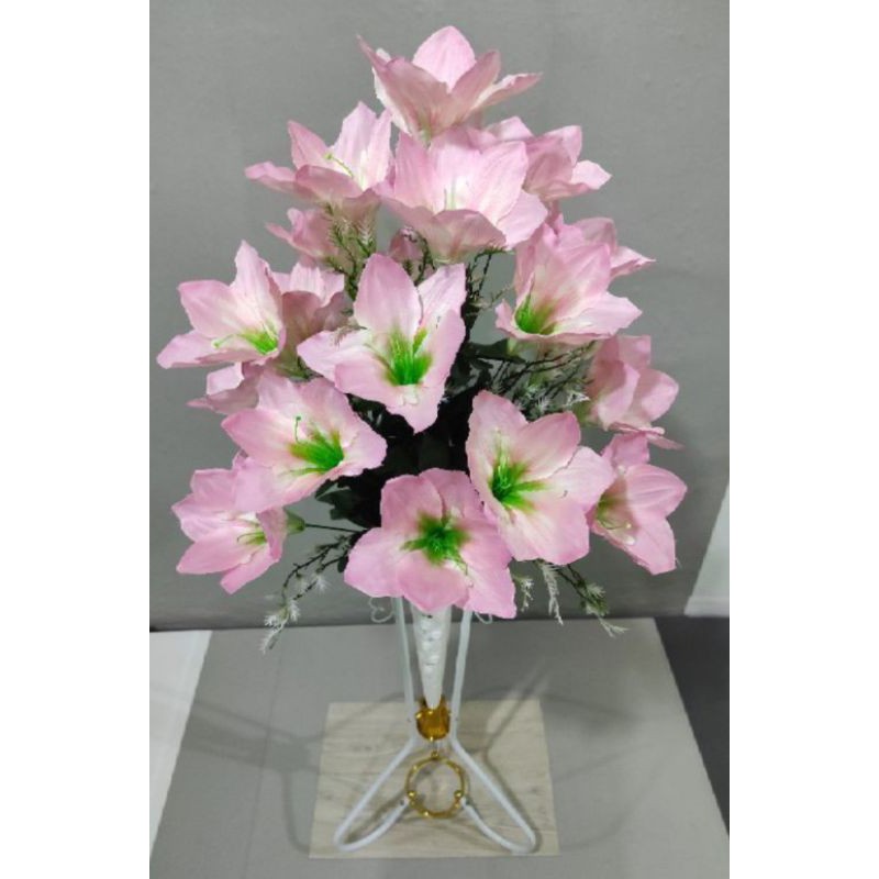 (Bunga saja) Bunga artificial anthurium, Amarilis, Aron panda, Bunga Lilly bunga sudut-Amarilis pink baby