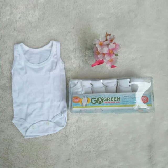 Singlet jumper isi 6 SNI katun 0-2.5th putih polos Katun STRECH serap keringat putih kancing Praktis