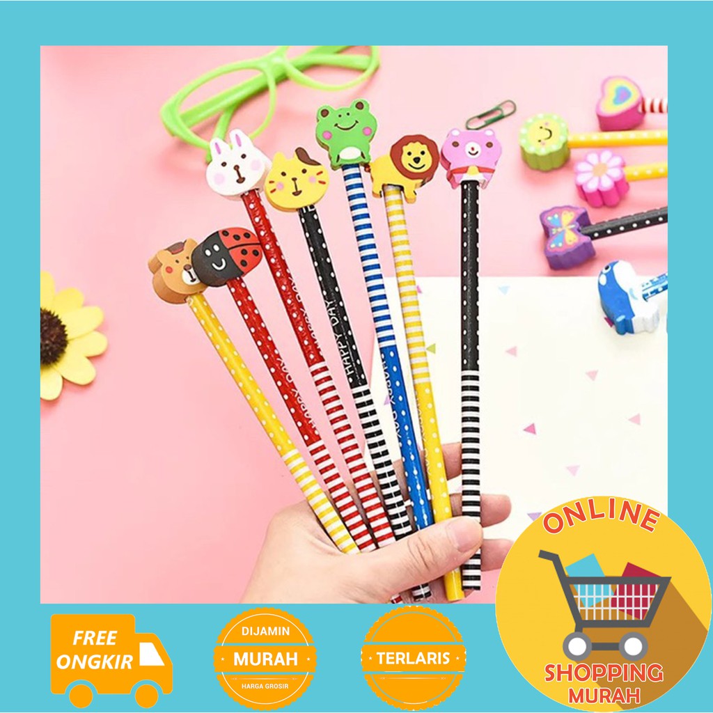 

[O.S.M] PENSIL PENGHAPUS KARAKTER ANIMAL - PENSIL DAN PENGHAPUS 2 IN 1 - PENCIL ERASER