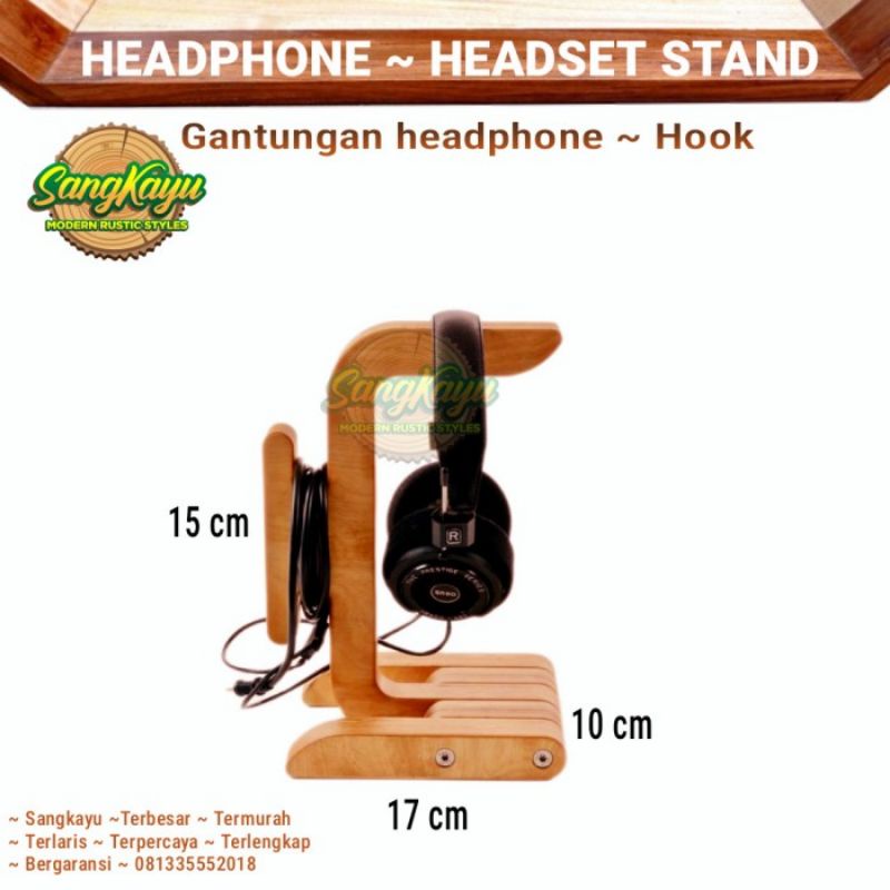 Gantungan headphone kayu headphone stand headset gaming hook hanger 03